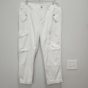 Lauren Ralph‎ Lauren Women Sz 10 White Cargo Pants Utility Pockets Casual Beach
